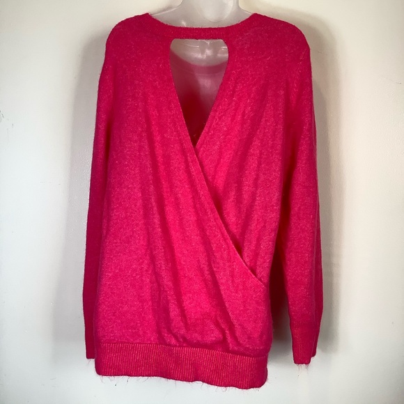 Loft Womens Pink Criss-Cross back Soft Life Feminine Sweater XLarge - Picture 5 of 9